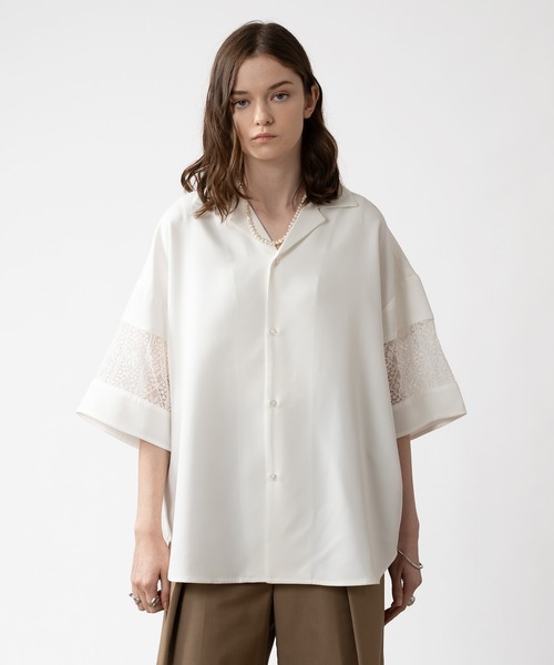 SELLE GLANT(セレグランテ)の「ARM LACE SWITCH SHIRT/アームレースキリカエシャツ(シャツ/ブラウス・メンズ・オフホワイト/ブラック・MEDIUM/LARGE)」の9枚目の写真