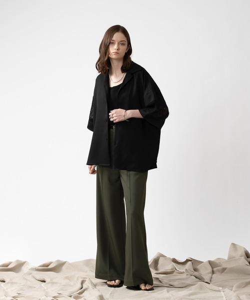SELLE GLANT(セレグランテ)の「ARM LACE SWITCH SHIRT/アームレースキリカエシャツ(シャツ/ブラウス・メンズ・オフホワイト/ブラック・MEDIUM/LARGE)」の6枚目の写真