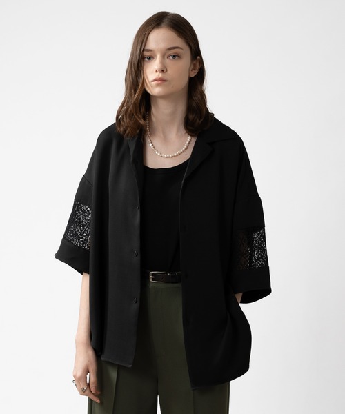SELLE GLANT(セレグランテ)の「ARM LACE SWITCH SHIRT/アームレースキリカエシャツ(シャツ/ブラウス・メンズ・オフホワイト/ブラック・MEDIUM/LARGE)」の3枚目の写真