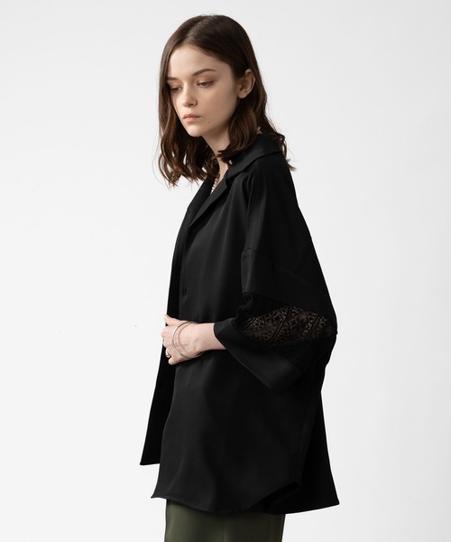 SELLE GLANT(セレグランテ)の「ARM LACE SWITCH SHIRT/アームレースキリカエシャツ(シャツ/ブラウス・メンズ・オフホワイト/ブラック・MEDIUM/LARGE)」の4枚目の写真