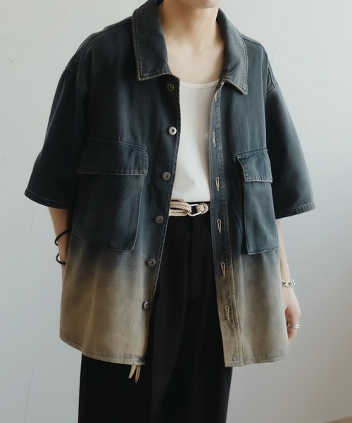 epnok(エプノック)の「グラデーションデニムシャツ(シャツ/ブラウス・メンズ・インディゴブルー/ブラック/ブルー系その他・SMALL/MEDIUM/LARGE)」の1枚目の写真