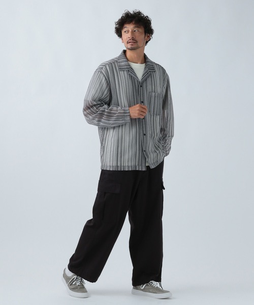 BAYFLOW(ベイフロー)の「パターンレース長袖シャツ(シャツ/ブラウス・メンズ・パープル/グレー/ブルーグリーン・MEDIUM/LARGE)」の4枚目の写真