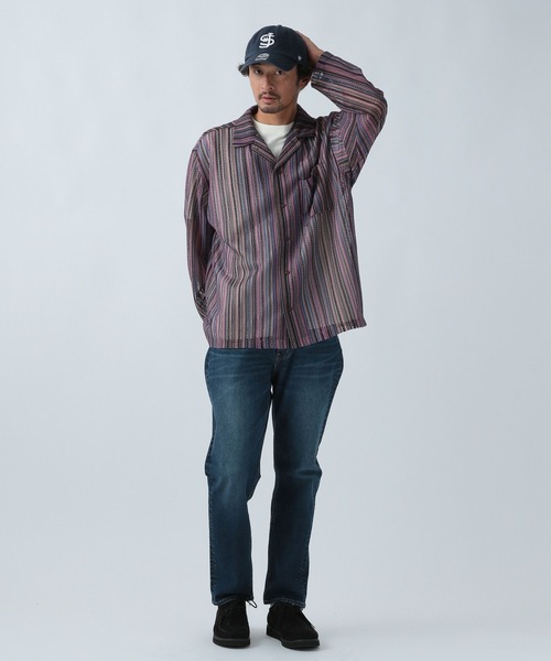 BAYFLOW(ベイフロー)の「パターンレース長袖シャツ(シャツ/ブラウス・メンズ・パープル/グレー/ブルーグリーン・MEDIUM/LARGE)」の6枚目の写真