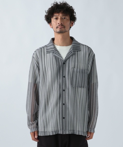 BAYFLOW(ベイフロー)の「パターンレース長袖シャツ(シャツ/ブラウス・メンズ・パープル/グレー/ブルーグリーン・MEDIUM/LARGE)」の7枚目の写真