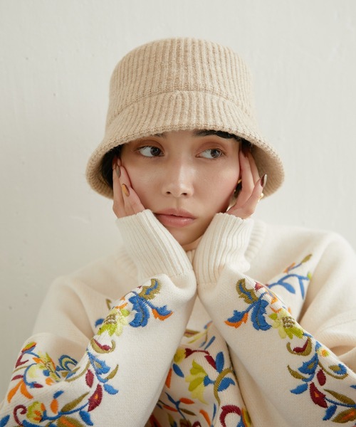 ear PAPILLONNER（イアパピヨネ）の「ニットバケットハット【SUM1 STYLE（スミ スタイル）】（ハット・レディース・ブラック/アイボリー・FREE）」の8枚目の写真