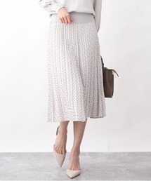 幾何ドット柄プリーツスカート/洗える