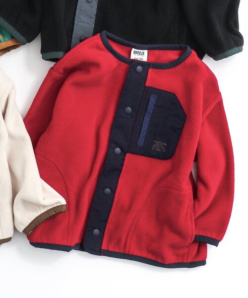 BREEZE（ブリーズ）の「ライトフリースカーディガン（カーディガン/ボレロ・キッズ・レッド/エメラルド/ブラック/キナリ・110/130/90/140/80/100/150/120）」の4枚目の写真