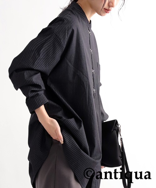 antiqua(アンティカ)の「チャイナ風ストライプシャツ(シャツ/ブラウス・メンズ・ブラック・FREE)」の22枚目の写真