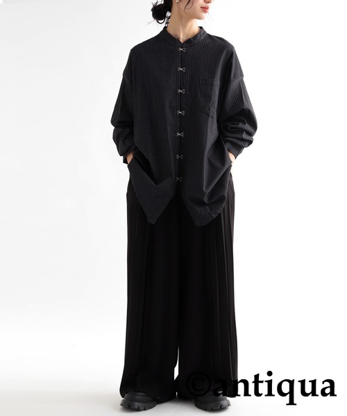 antiqua(アンティカ)の「チャイナ風ストライプシャツ(シャツ/ブラウス・メンズ・ブラック・FREE)」の21枚目の写真