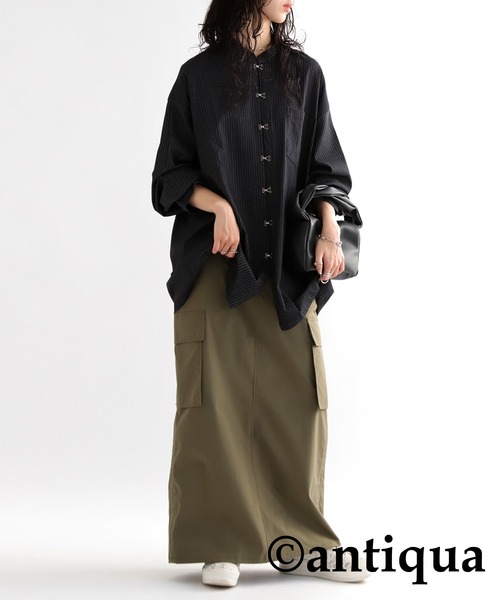 antiqua(アンティカ)の「チャイナ風ストライプシャツ(シャツ/ブラウス・メンズ・ブラック・FREE)」の18枚目の写真