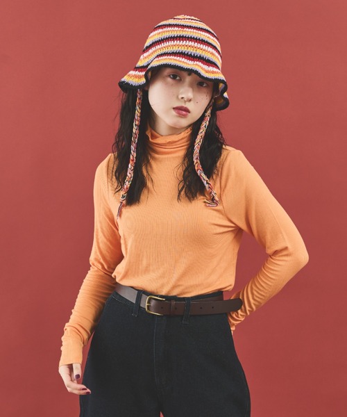 MERLOT（メルロー）の「ハイネックカットソー（Tシャツ/カットソー・レディース・グリーン/オレンジ/ホワイト/ブラック・FREE）」の16枚目の写真