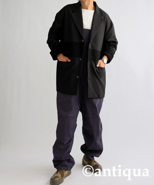 antiqua アンティカ 異素材切替デザインアシメジャケット antiqua（アンティカ）の「異素材切替デザインアシメジャケット