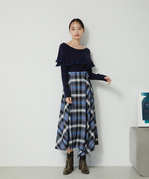 JILL by JILL STUART(ジルバイジルスチュアート)の「◇2WAYケープリブニット(ニット/セーター・レディース・ネイビー/ブルー/グレー/ホワイト系その他・FREE)」の9枚目の写真
