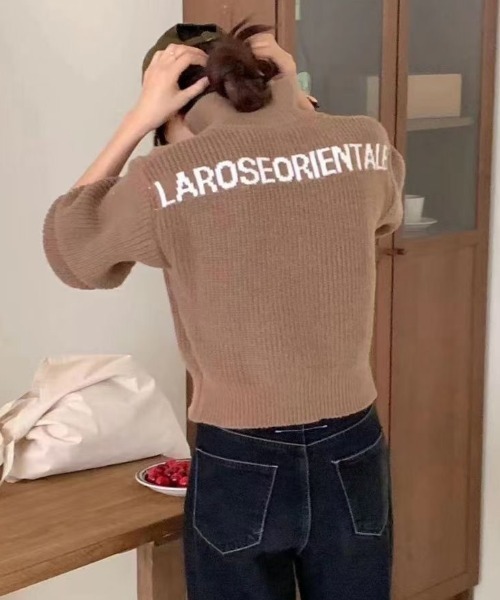 Mela（メラ）の「NUMBERING HALF ZIP KNIT（ニット/セーター・レディース・ホワイト/グリーン/グレー/ネイビー/ブラック/ブラウン・FREE）」の7枚目の写真