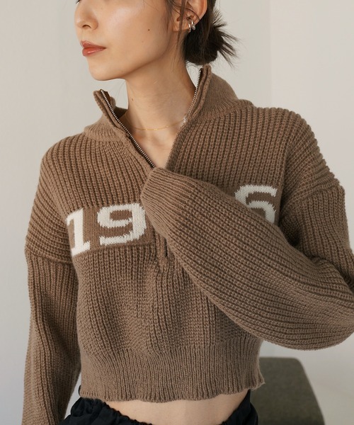 Mela（メラ）の「NUMBERING HALF ZIP KNIT（ニット/セーター・レディース・ホワイト/グリーン/グレー/ネイビー/ブラック/ブラウン・FREE）」の22枚目の写真