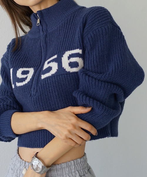 Mela（メラ）の「NUMBERING HALF ZIP KNIT（ニット/セーター・レディース・ホワイト/グリーン/グレー/ネイビー/ブラック/ブラウン・FREE）」の20枚目の写真