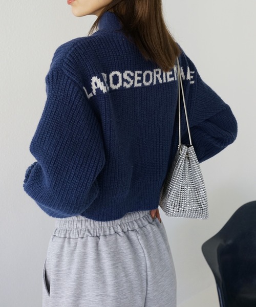 Mela（メラ）の「NUMBERING HALF ZIP KNIT（ニット/セーター・レディース・ホワイト/グリーン/グレー/ネイビー/ブラック/ブラウン・FREE）」の19枚目の写真