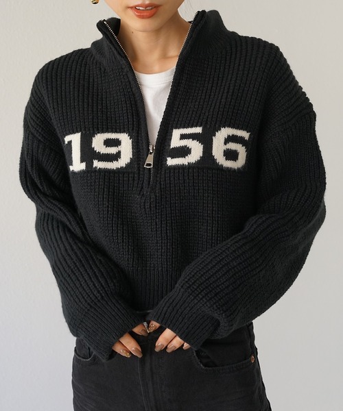 Mela（メラ）の「NUMBERING HALF ZIP KNIT（ニット/セーター・レディース・ホワイト/グリーン/グレー/ネイビー/ブラック/ブラウン・FREE）」の17枚目の写真