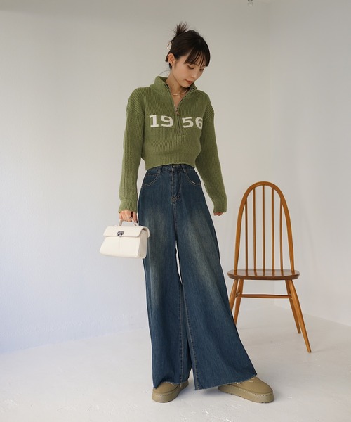 NUMBERING HALF ZIP KNIT（ニット/セーター）｜Mela（メラ）の