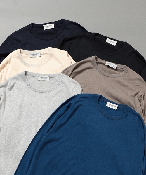 JOHN SMEDLEY（ジョンスメドレー）の「JOHN SMEDLEY / DAVID 30ゲージ コットン  クルーネックニット（ニット/セーター・メンズ・ブラック/ベージュ/ネイビー/シルバー/インディゴブルー/グレー系その他・MEDIUM/LARGE/SMALL）」の7枚目の写真