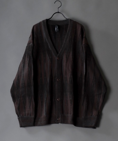 SITRY(シトリー)の「Geometric Jacquard Knit Cardigan/幾何学 ジャガード ニット カーディガン/カーデ(カーディガン/ボレロ・メンズ・チャコールグレー/ブラック/ダークブラウン/ブラウン/ブルー/グリーン・M/L/XL)」の1枚目の写真