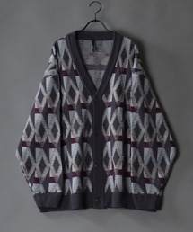 SITRY | Geometric Jacquard Knit Cardigan/幾何学 ジャガード ニット カーディガン/カーデ(カーディガン/ボレロ)
