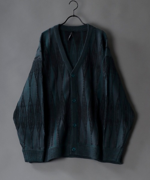 SITRY(シトリー)の「Geometric Jacquard Knit Cardigan/幾何学 ジャガード ニット カーディガン/カーデ(カーディガン/ボレロ・メンズ・チャコールグレー/ブラック/ダークブラウン/ブラウン/ブルー/グリーン・M/L/XL)」の5枚目の写真