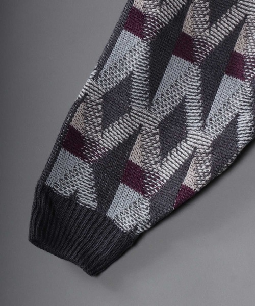 SITRY(シトリー)の「Geometric Jacquard Knit Cardigan/幾何学 ジャガード ニット カーディガン/カーデ(カーディガン/ボレロ・メンズ・チャコールグレー/ブラック/ダークブラウン/ブラウン/ブルー/グリーン・M/L/XL)」の16枚目の写真