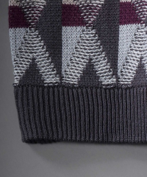 SITRY(シトリー)の「Geometric Jacquard Knit Cardigan/幾何学 ジャガード ニット カーディガン/カーデ(カーディガン/ボレロ・メンズ・チャコールグレー/ブラック/ダークブラウン/ブラウン/ブルー/グリーン・M/L/XL)」の9枚目の写真
