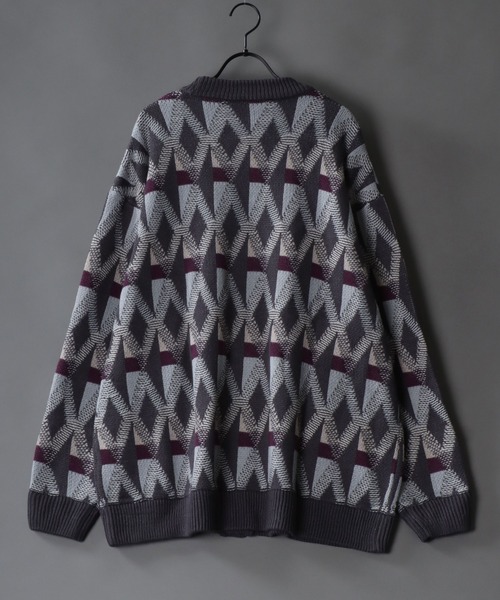 SITRY(シトリー)の「Geometric Jacquard Knit Cardigan/幾何学 ジャガード ニット カーディガン/カーデ(カーディガン/ボレロ・メンズ・チャコールグレー/ブラック/ダークブラウン/ブラウン/ブルー/グリーン・M/L/XL)」の13枚目の写真