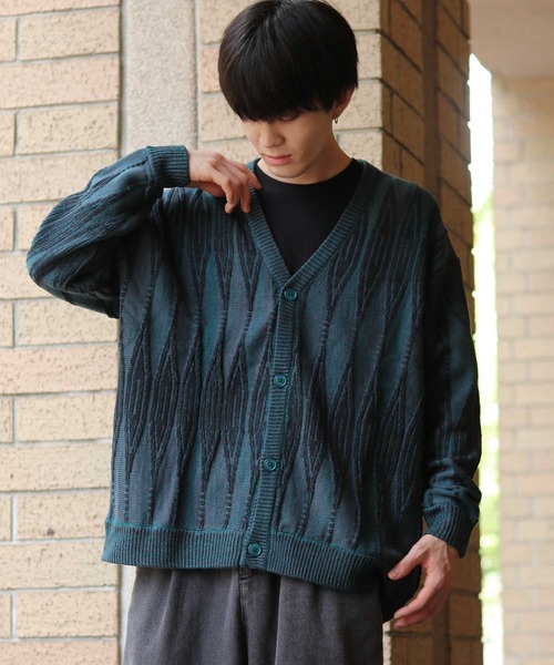SITRY(シトリー)の「Geometric Jacquard Knit Cardigan/幾何学 ジャガード ニット カーディガン/カーデ(カーディガン/ボレロ・メンズ・チャコールグレー/ブラック/ダークブラウン/ブラウン/ブルー/グリーン・M/L/XL)」の21枚目の写真