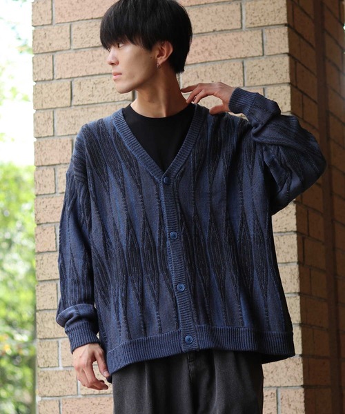 SITRY(シトリー)の「Geometric Jacquard Knit Cardigan/幾何学 ジャガード ニット カーディガン/カーデ(カーディガン/ボレロ・メンズ・チャコールグレー/ブラック/ダークブラウン/ブラウン/ブルー/グリーン・M/L/XL)」の18枚目の写真
