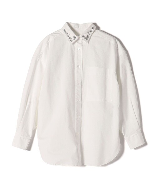 【セール】〈手洗い可能〉綿 オックス ビジュー付 オーバー シャツ ◇（シャツ/ブラウス）｜SHIPS（シップス）