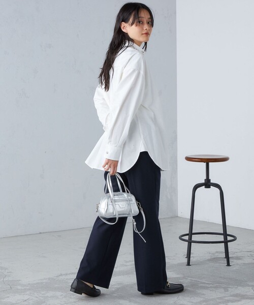 【セール】〈手洗い可能〉綿 オックス ビジュー付 オーバー シャツ ◇（シャツ/ブラウス）｜SHIPS（シップス）