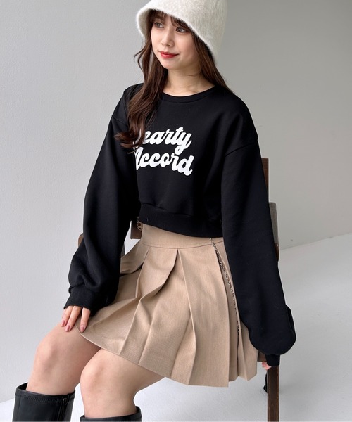 Heather(ヘザー)の「フロッキーロゴショート裏毛スウェット 991742(スウェット・レディース・グレー/ブラック/アイボリー・FREE)」の3枚目の写真