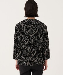 美品 日本製　デプレ　ペイズリーヘビーフロッキープリント クルーネックジャケット 美品 日本製 デプレ ペイズリーヘビーフロッキープリント クルー