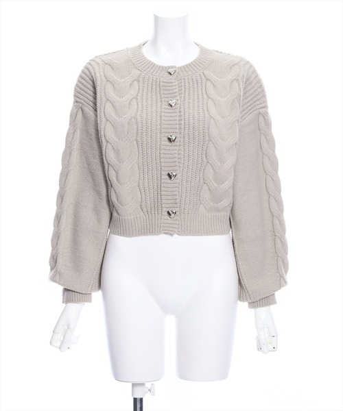 clear（クリア）の「ハート釦ケーブルニットカーディガン≪STAY MOTION≫（ニット/セーター・レディース・グリーン/グレイッシュベージュ/グレー・F）」の15枚目の写真