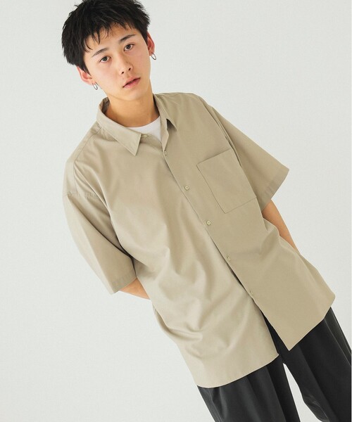 BEAMS（ビームス）の「BEAMS / ソリッド イージー シャツ（シャツ/ブラウス・メンズ・ダークグリーン/ブラック/ベージュ・S/M/L/XL）」の4枚目の写真