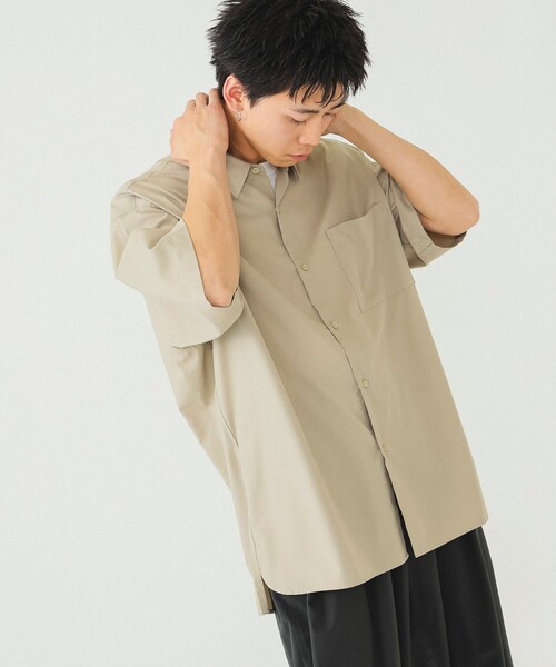 BEAMS（ビームス）の「BEAMS / ソリッド イージー シャツ（シャツ/ブラウス・メンズ・ダークグリーン/ブラック/ベージュ・S/M/L/XL）」の5枚目の写真