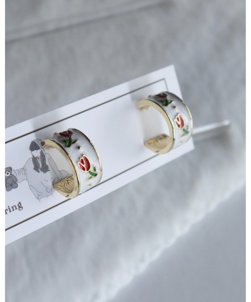 tone（トーン）の「【88eighty-eight】アンティークチューリップゴールドフープ ピアス【import】(MA)（ピアス（両耳用）・レディース・ホワイト・FREE）」の4枚目の写真