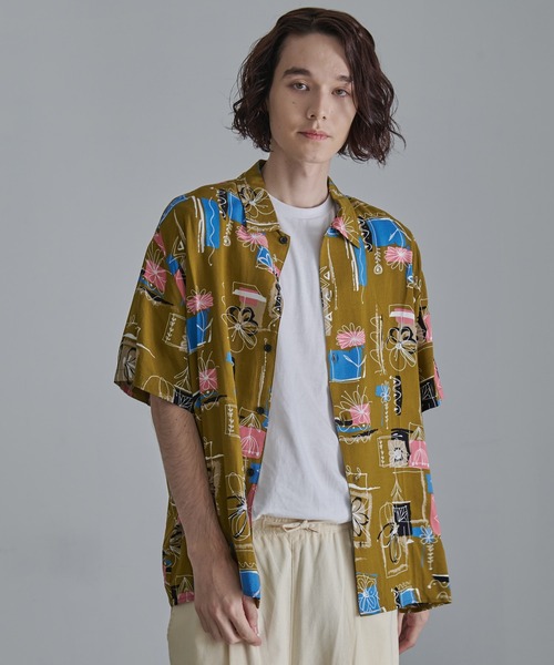 Revo.(レボ)の「【Revo.】フラワーアートパターン/ショートスリーブシャツ/レーヨン/メンズ(シャツ/ブラウス・メンズ・ホワイト/ネイビー/カーキ・M/L)」の3枚目の写真