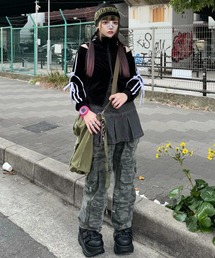 NOT KNOWING | 韓国ブランド NOT KNOWING ノットノーイング Velour Ribbon Track Top オーバーサイズ ベロアトップス トラックトップス トラックジャケット ジャージ ライントップス ラインジャージ ジップアップ ジップトップス 羽織り リボン(ジャージ)