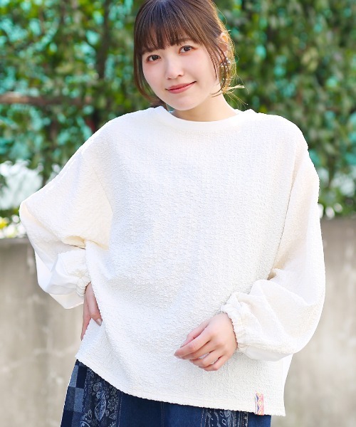 チチカカ(チチカカ)の「2WAYポコポココンビプルオーバー(Tシャツ/カットソー・レディース・ホワイト/カーキ/チャコールグレー・FREE)」の5枚目の写真