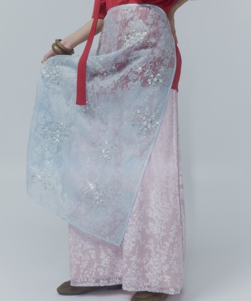 Flower spangle wrap skirt/フラワースパンコールラップスカート