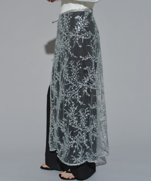 Flower spangle wrap skirt/フラワースパンコールラップスカート