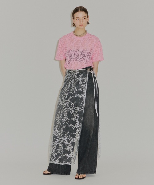 yae】Flower spangle wrap skirt/フラワースパンコールラップ