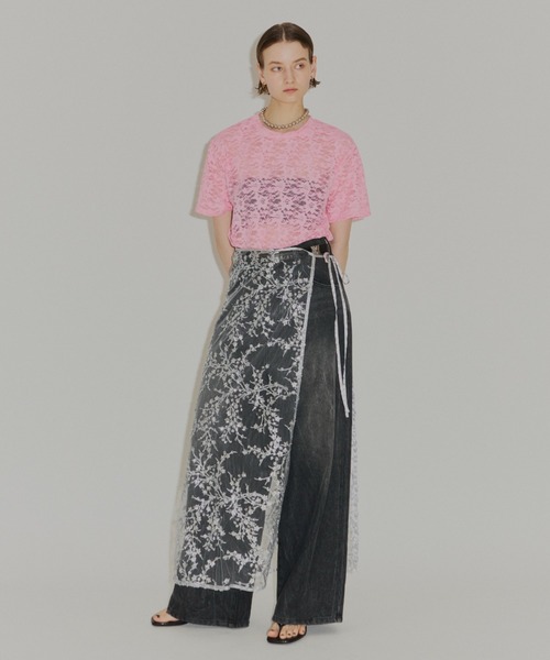 Flower spangle wrap skirt/フラワースパンコールラップスカート