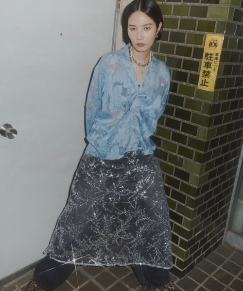 【yae】フラワースパンコール ラップスカート Flower spangle wrap skirt/フラワースパンコールラップスカート