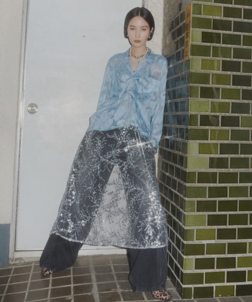Flower spangle wrap skirt/フラワースパンコールラップスカート