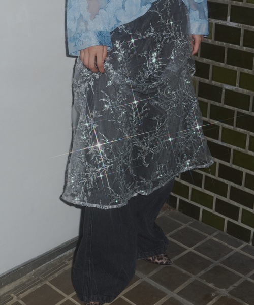 Flower spangle wrap skirt/フラワースパンコールラップスカート
